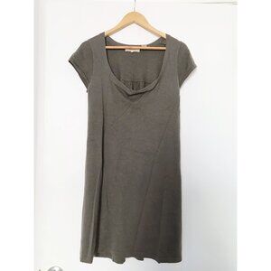 Inhabit 100% Cashmere Gray Sweater Dress Twisted Neckline Cap Sleeves Small